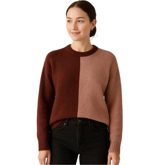 Vigoss Sweaters - Vigoss Coral Pink and Red Two Tone Knit Sweater Large